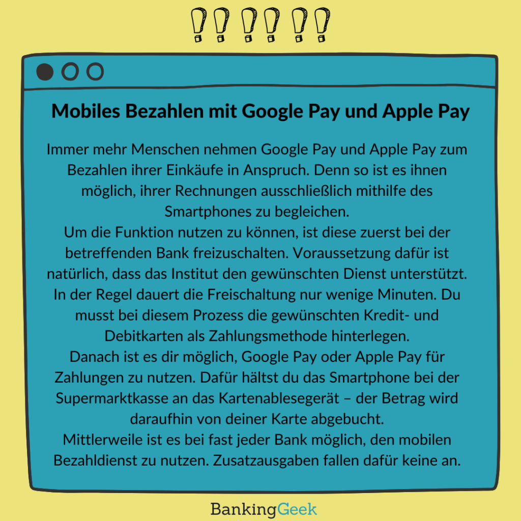 Erklärung Mobiles bezahlen mit Google und Apple Pay