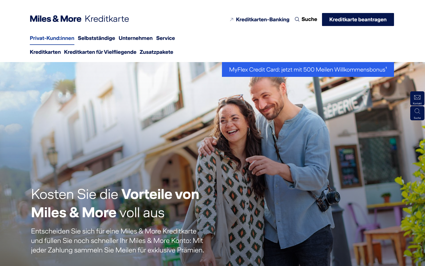 Miles and More Kreditkarte Gold Startseite mit Meilenprogramm