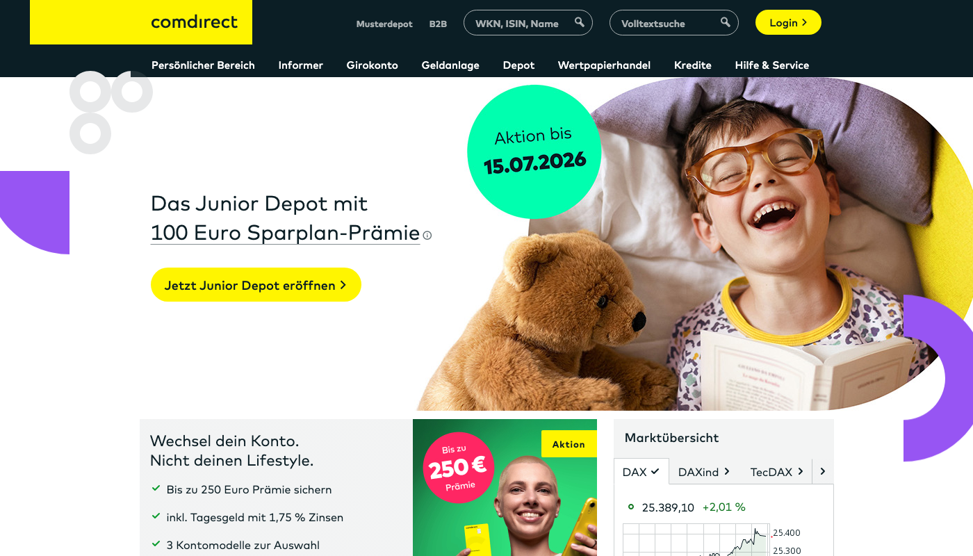 comdirect Girokonto Homepage 2026