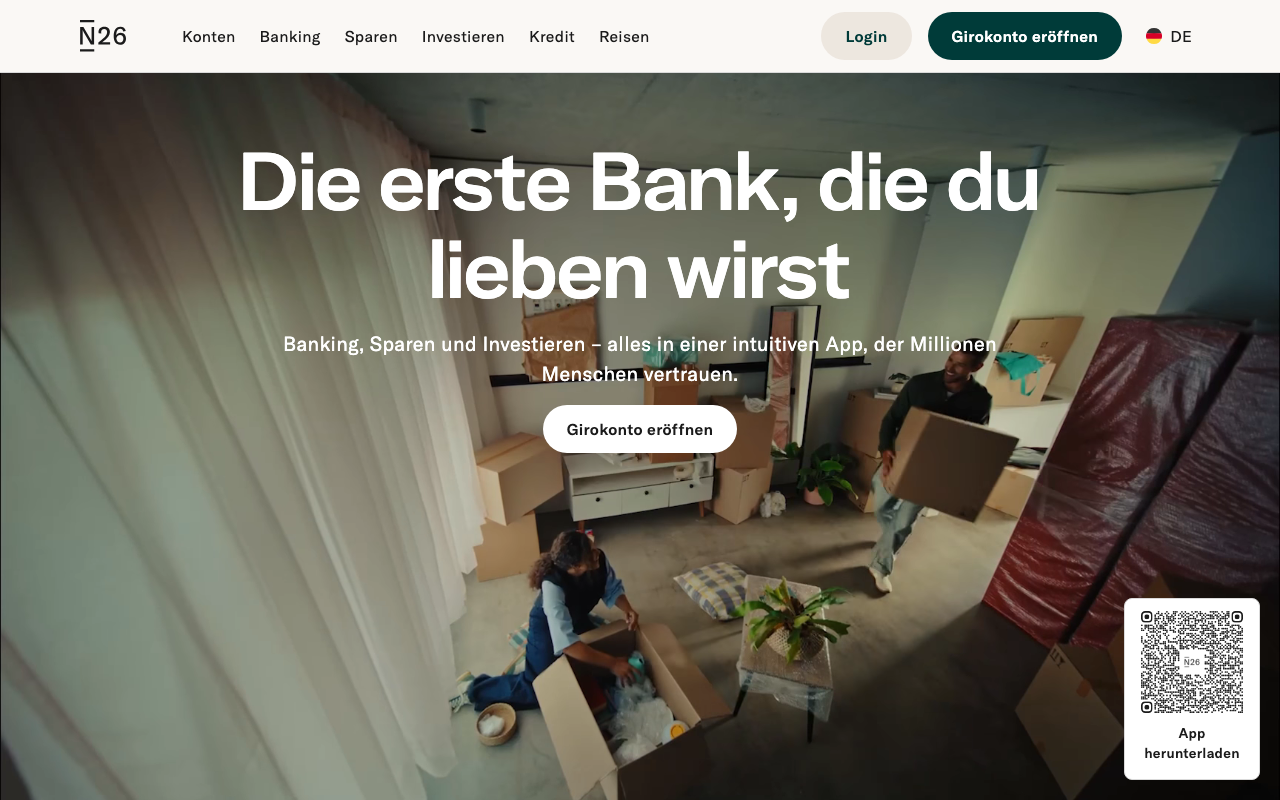 N26 Bank Website - n26.com Screenshot