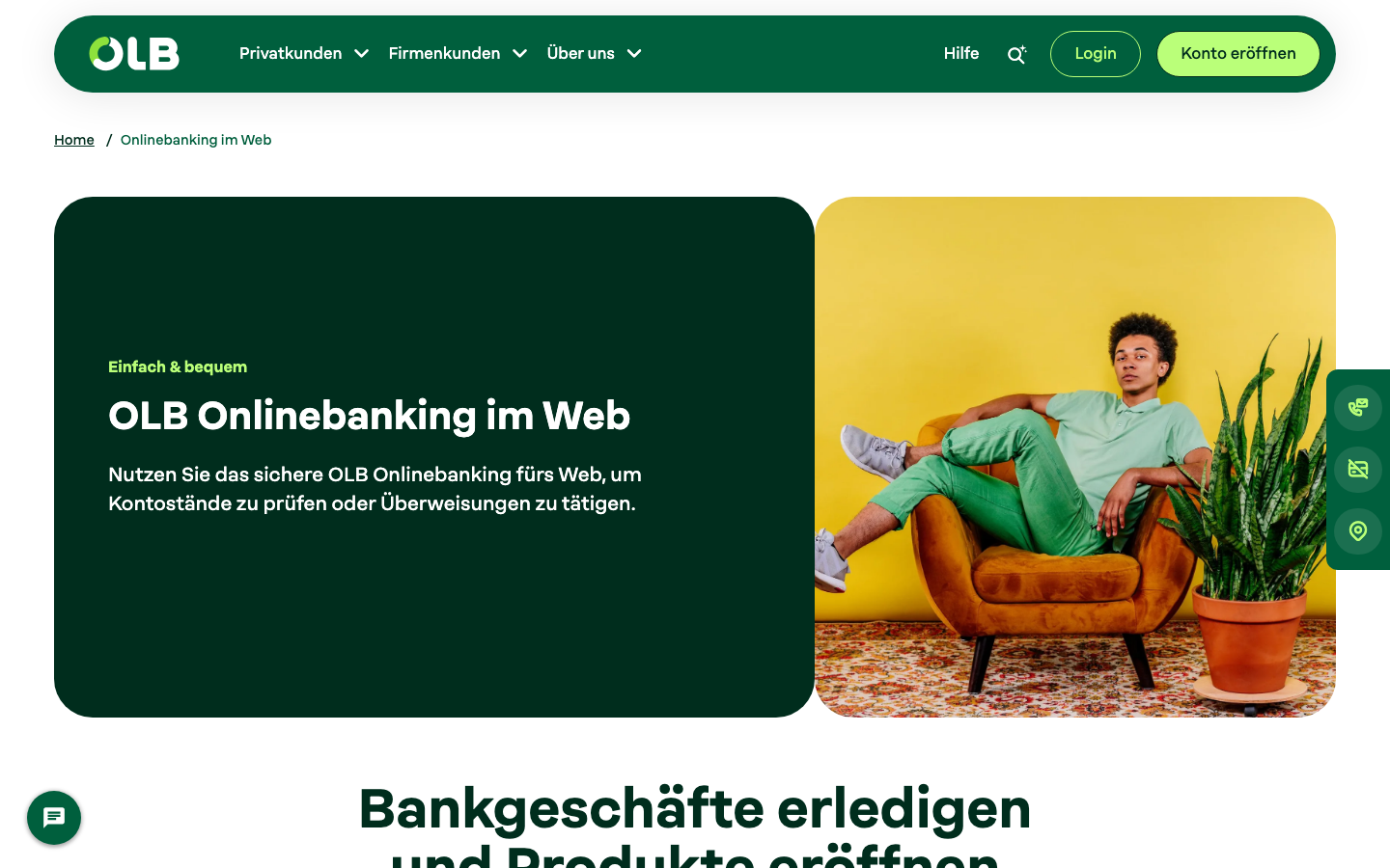 OLB Onlinebanking im Web Startseite