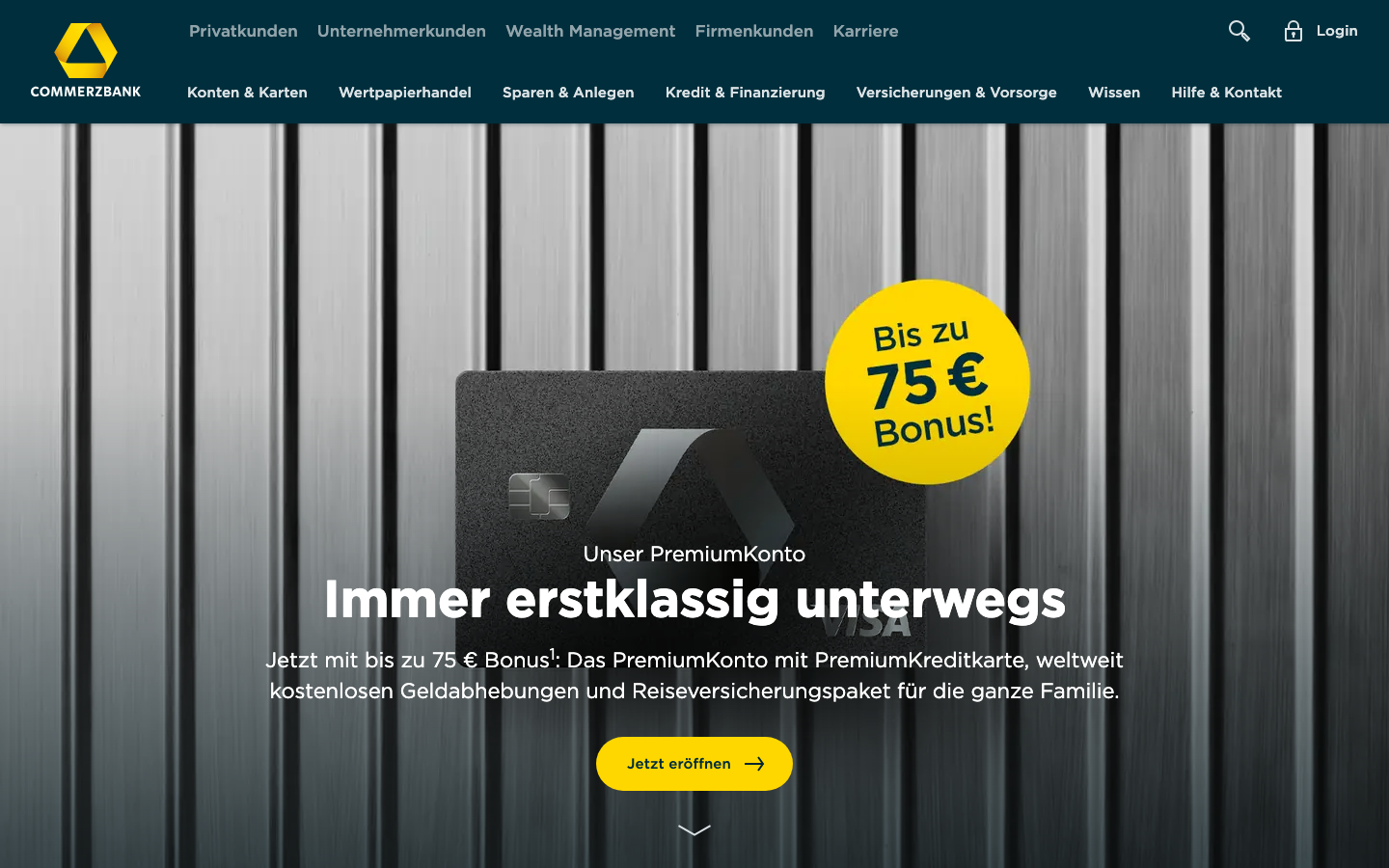 Commerzbank Geschäftskonto Startseite Screenshot