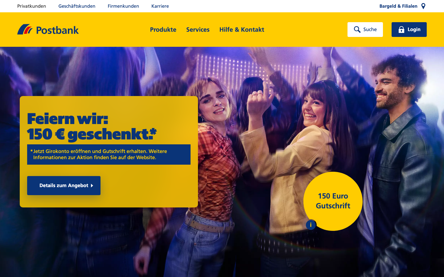Postbank Geschäftskonto Startseite Screenshot