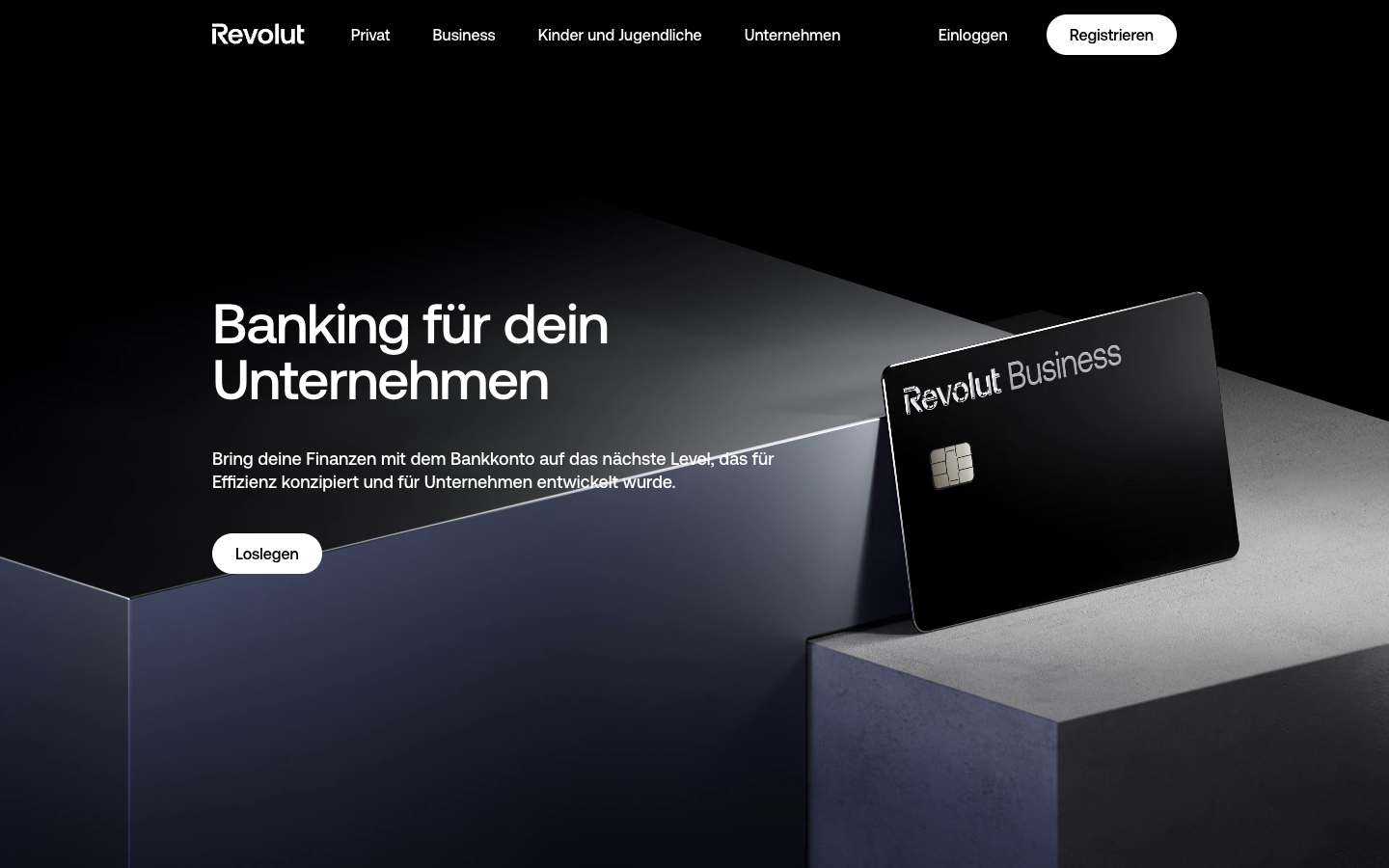 Revolut Geschäftskonto Startseite Screenshot