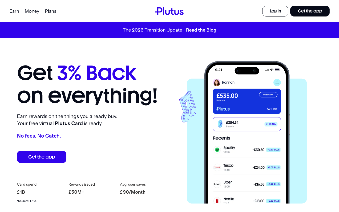 Plutus Card Startseite: Cashback ohne Staking ab 3 Prozent