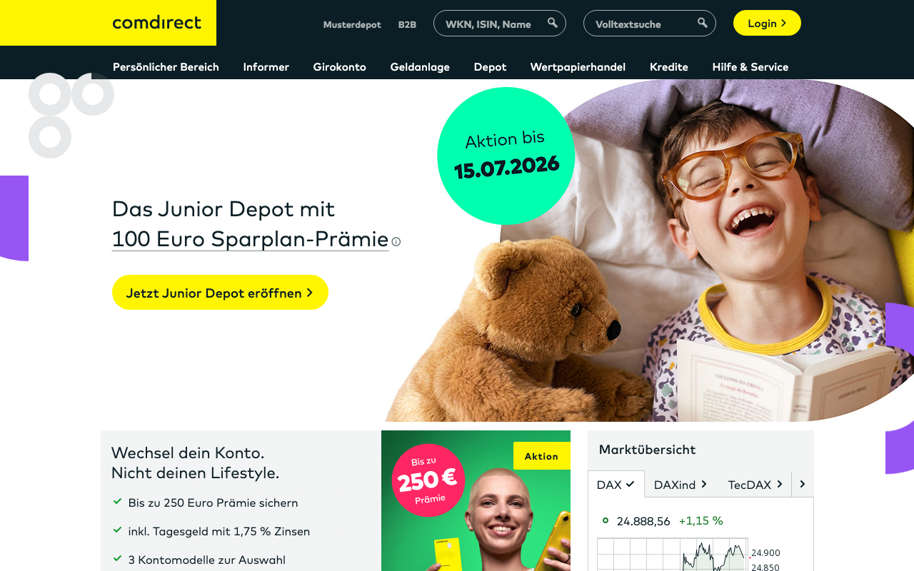 comdirect Girokonto Homepage 2026