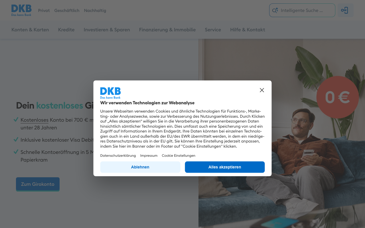 DKB Girokonto Homepage 2026