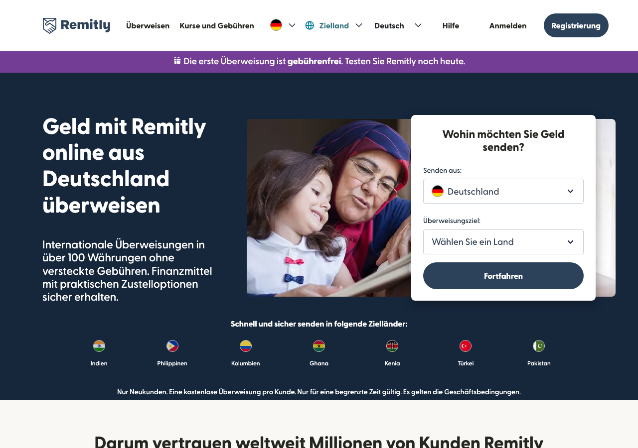 Remitly Startseite Screenshot 2026