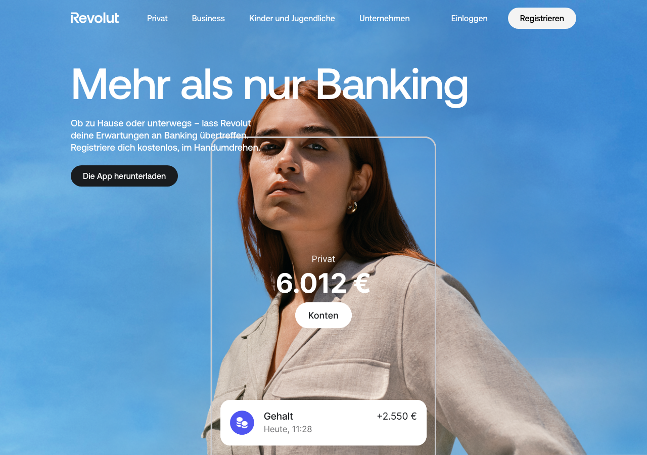 Revolut Startseite Screenshot 2026