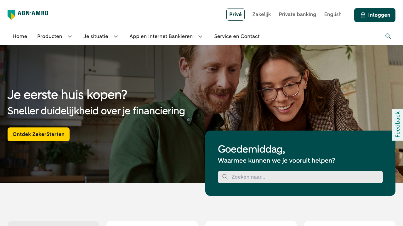Screenshot van de website van ABN AMRO Betaalpakket