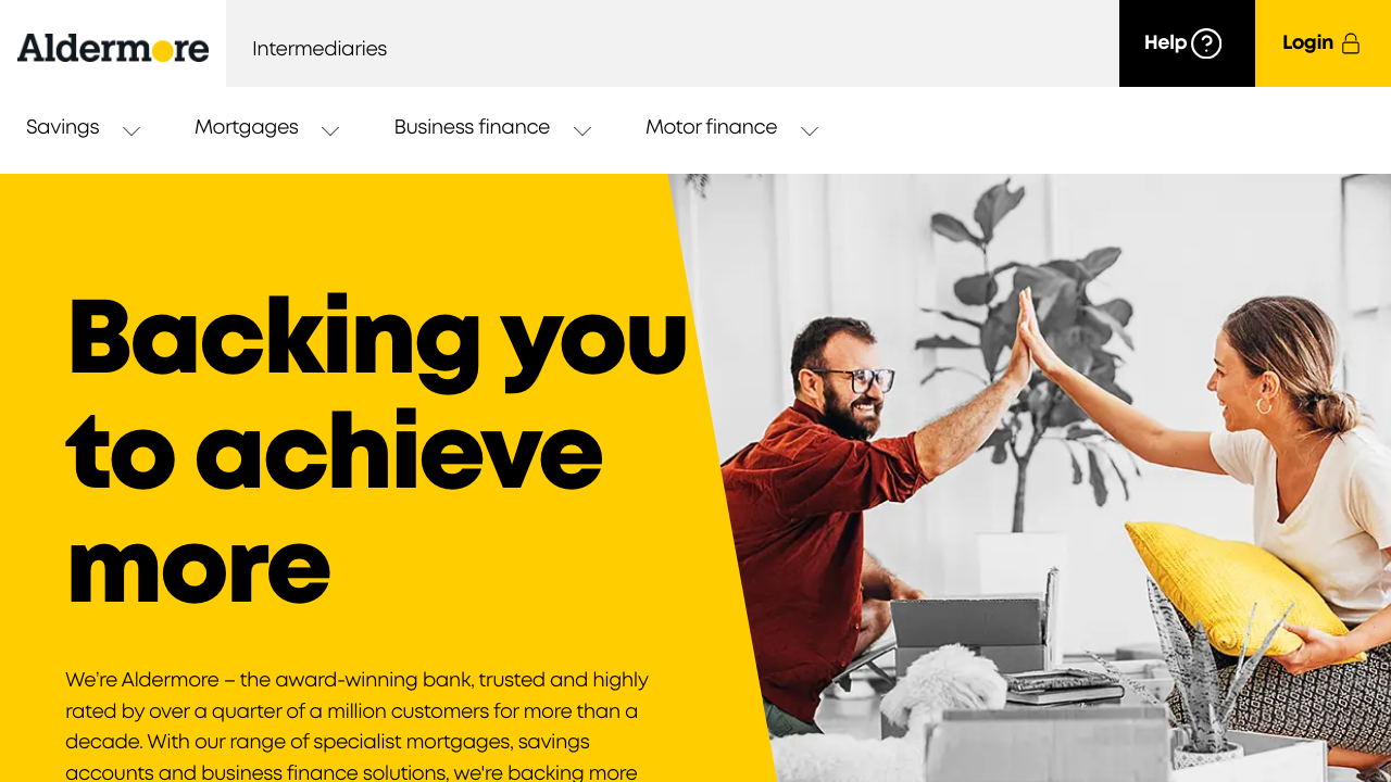 Screenshot of the website of Aldermore Business Savings