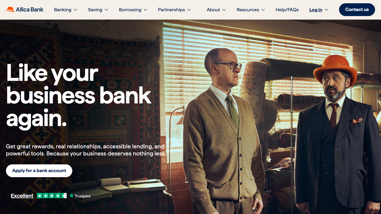 Screenshot of the website of Allica Bank Business Savings