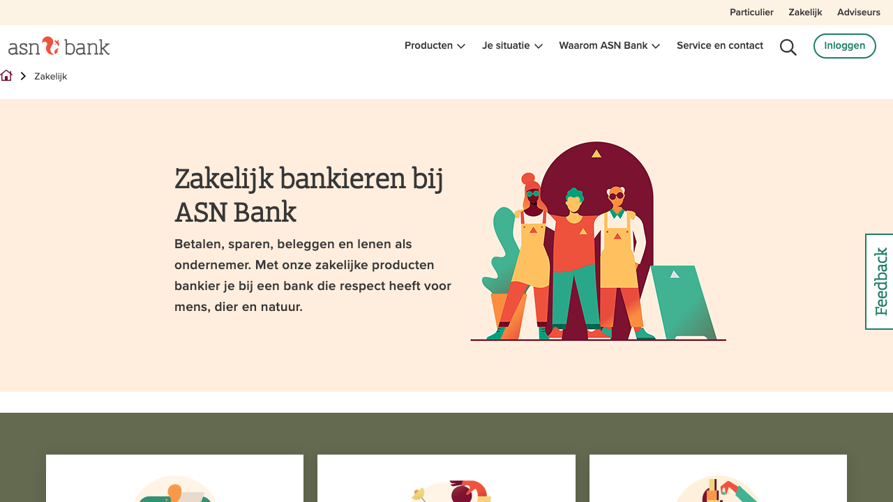 Screenshot van de website van ASN Zakelijke Rekening