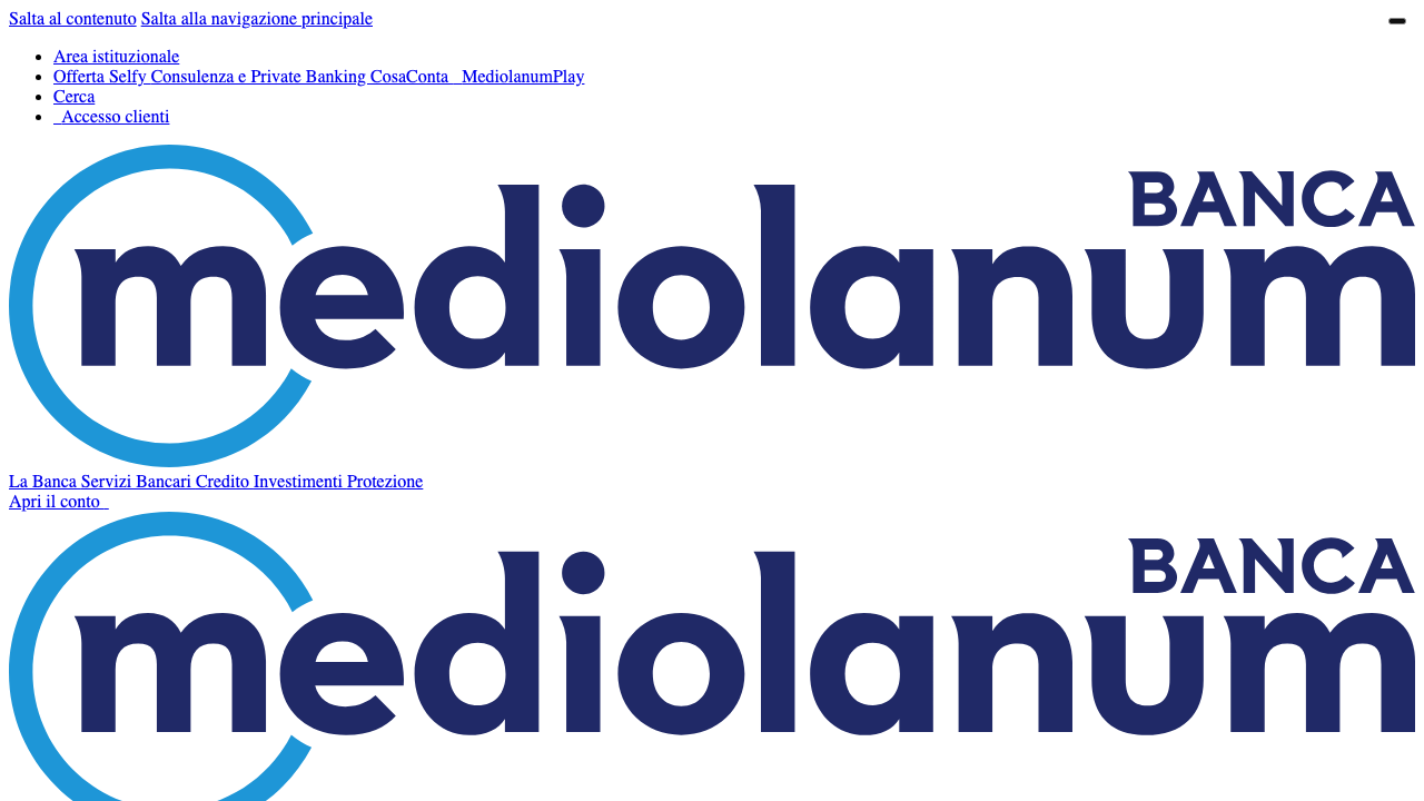 Screenshot del sito di Banca Mediolanum Conto Mediolanum