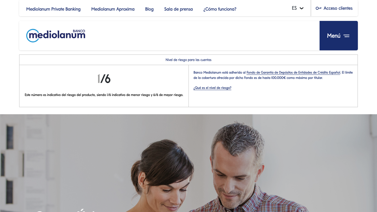 Captura del sitio de Banco Mediolanum Cuenta Única