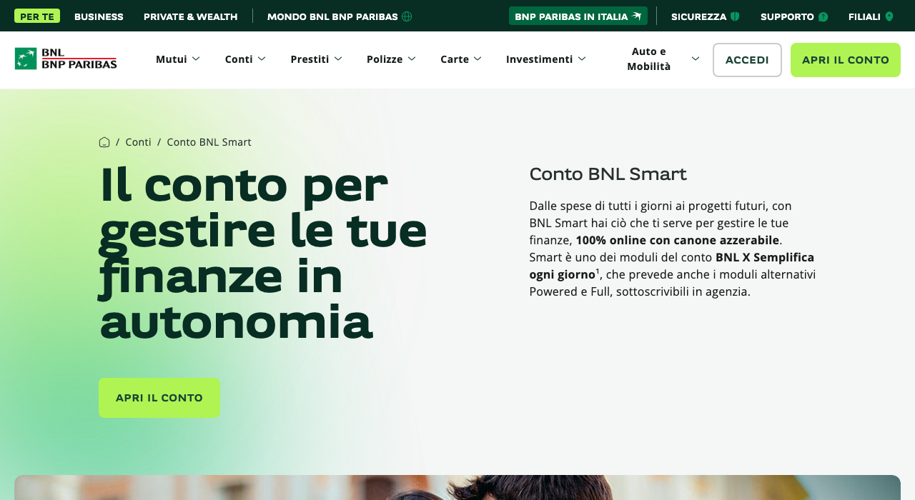 BNL BNP Paribas Conto Smart, conto corrente cointestato