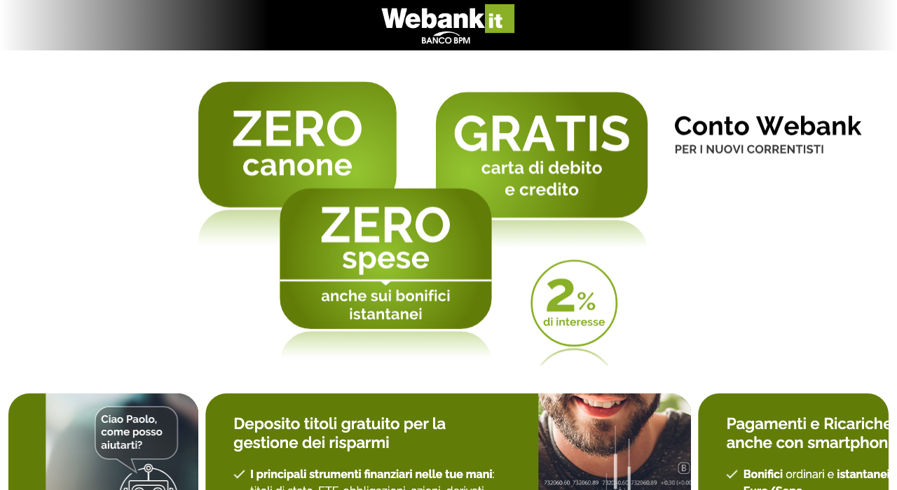 Conto Webank Banco BPM, conto cointestato digitale