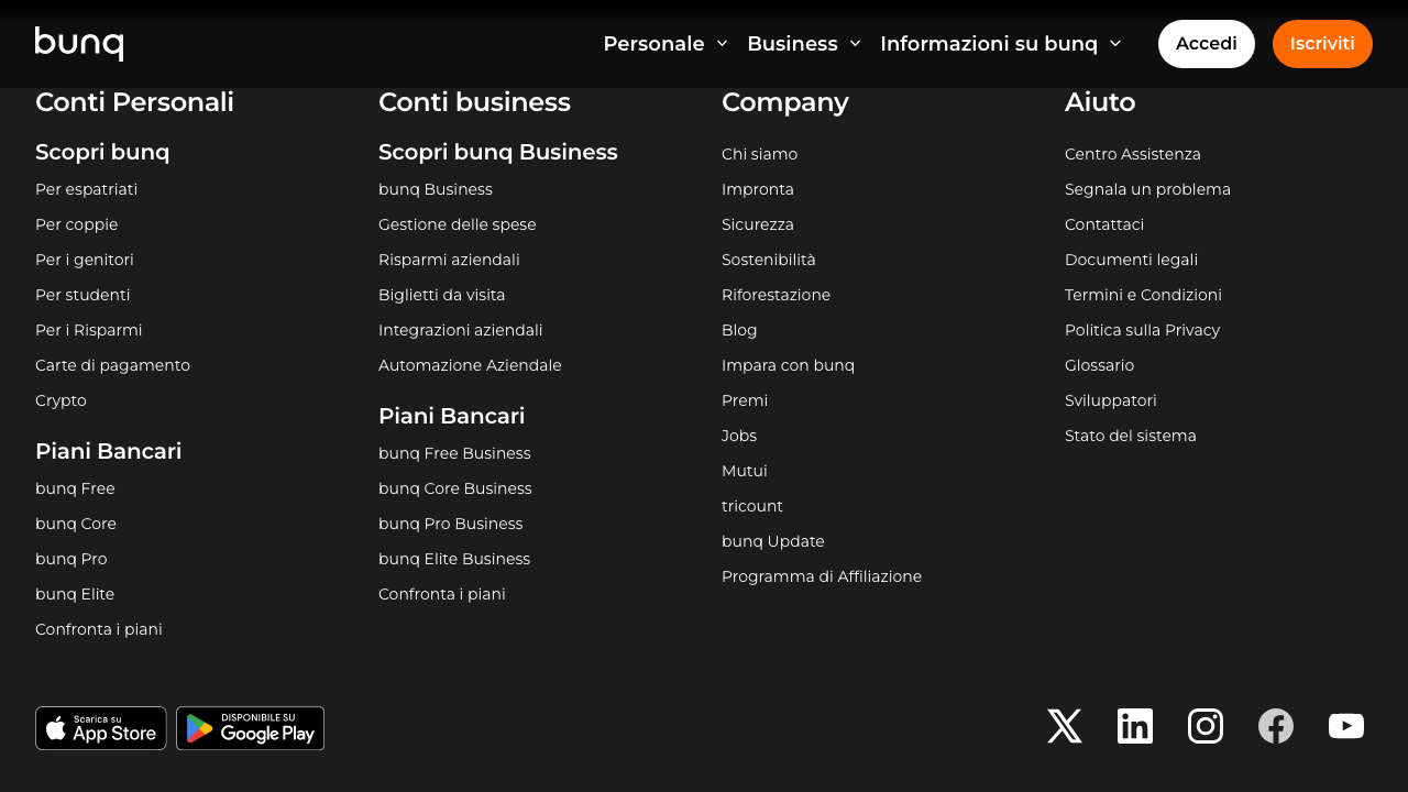 Screenshot del sito di bunq Business