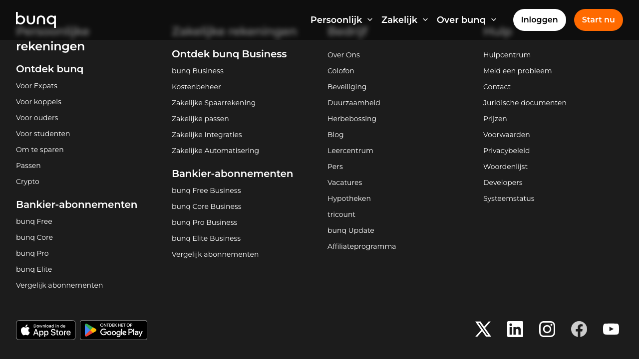 Screenshot van de website van bunq Business