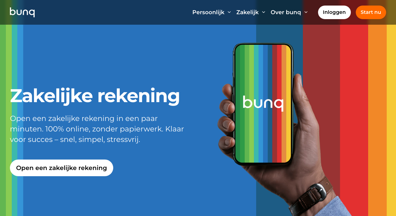 bunq Business zakelijke rekening - screenshot website 2026