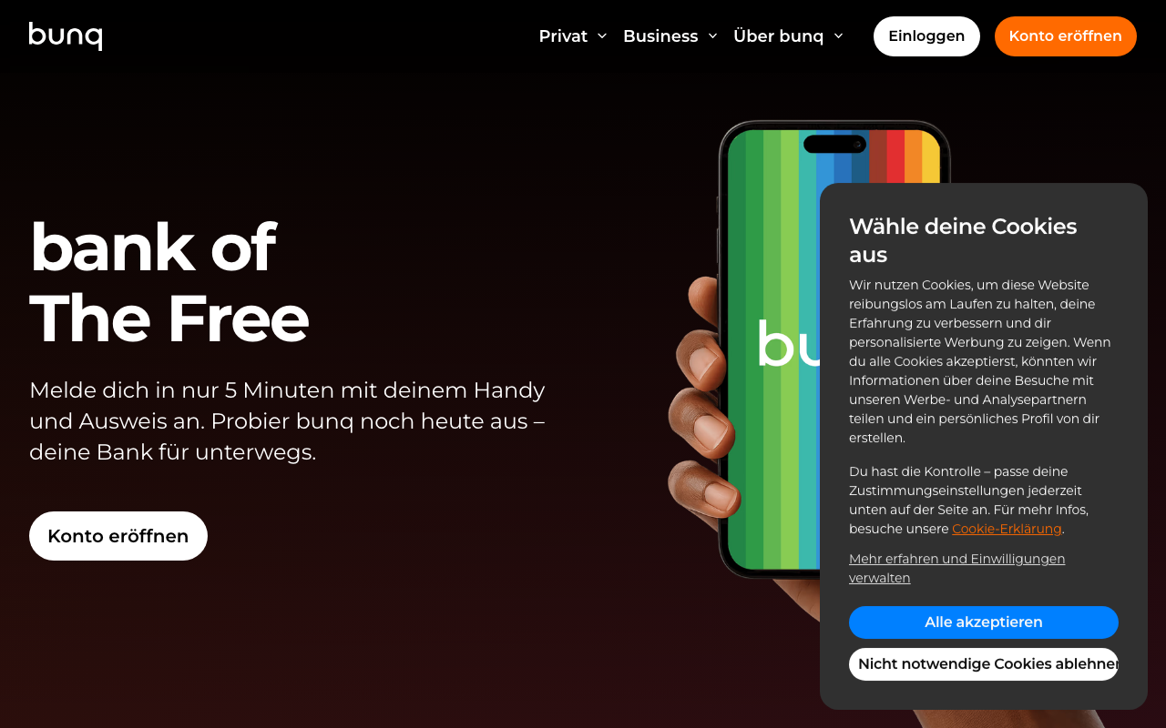 bunq Pro homepage