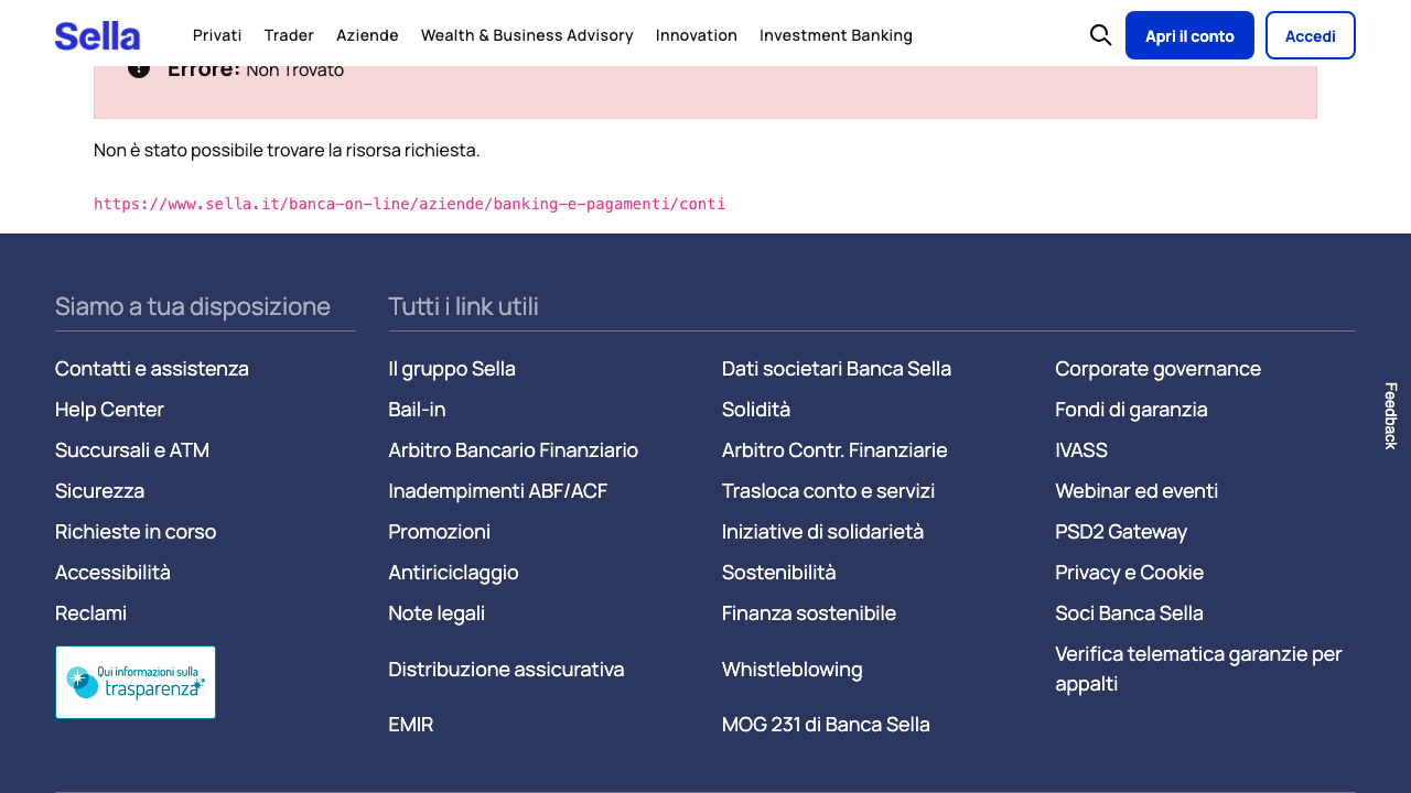 Screenshot del sito di Conto Azienda Be Light