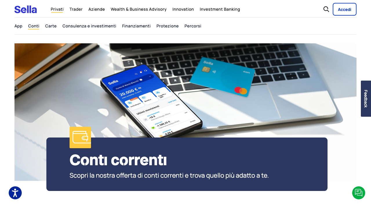 Screenshot del sito di Conto Banca Sella
