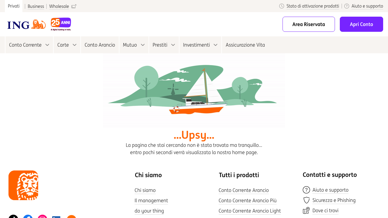 Screenshot del sito di Conto Corrente Arancio