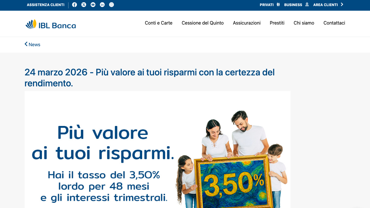 Screenshot del sito di Conto Deposito IBL Banca