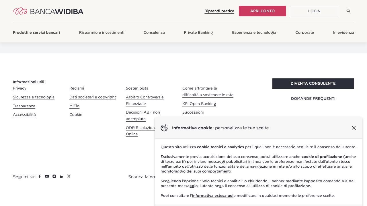 Screenshot del sito di Conto Widiba