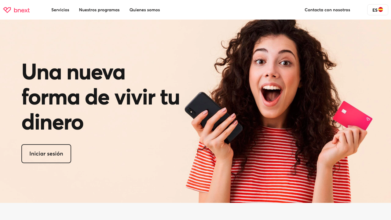 Captura del sitio de Cuenta Bnext