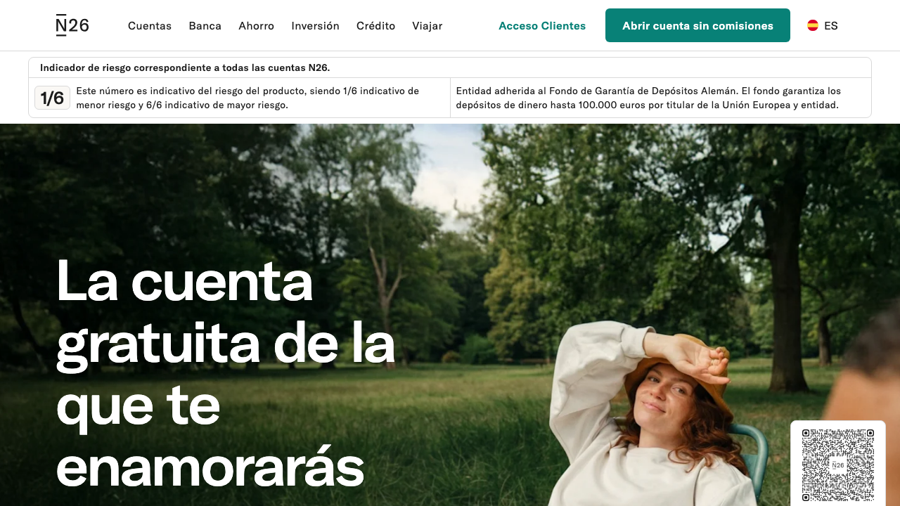 Captura del sitio de Cuenta Estandar N26
