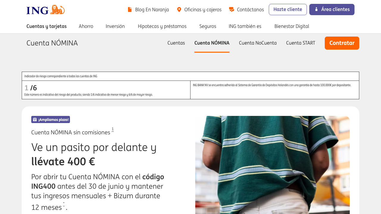 Captura del sitio de Cuenta Nomina ING
