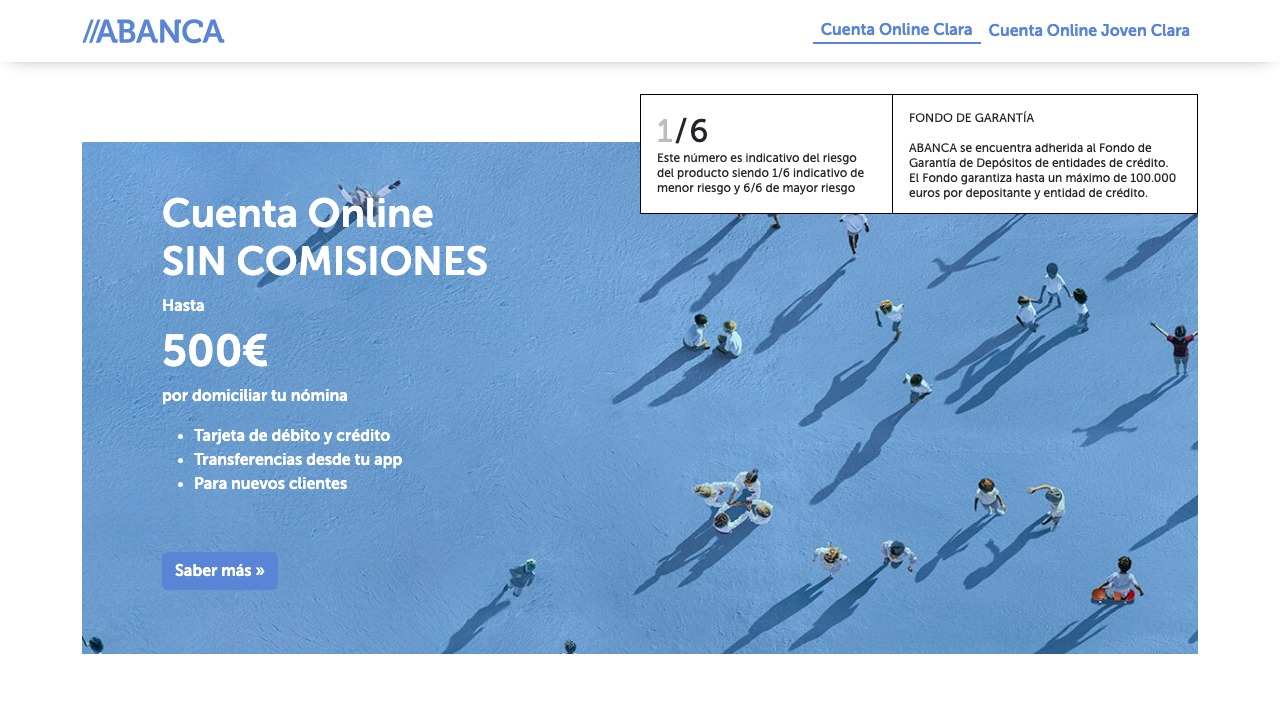 Captura del sitio de Cuenta Online Clara Abanca