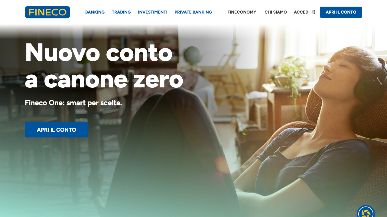 Screenshot del sito di Fineco Conto