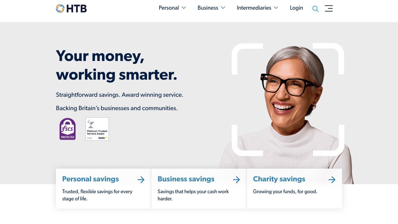Screenshot of the website of Hampshire Trust Bank Savings