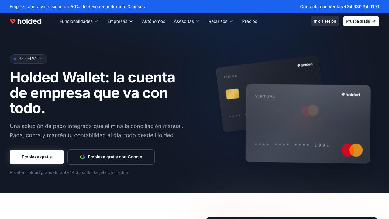 Captura del sitio de Holded Wallet