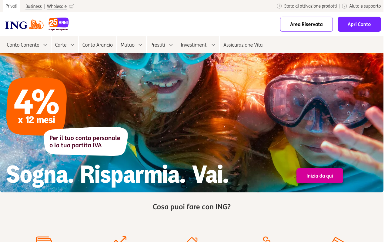 ING Conto Corrente Arancio - homepage