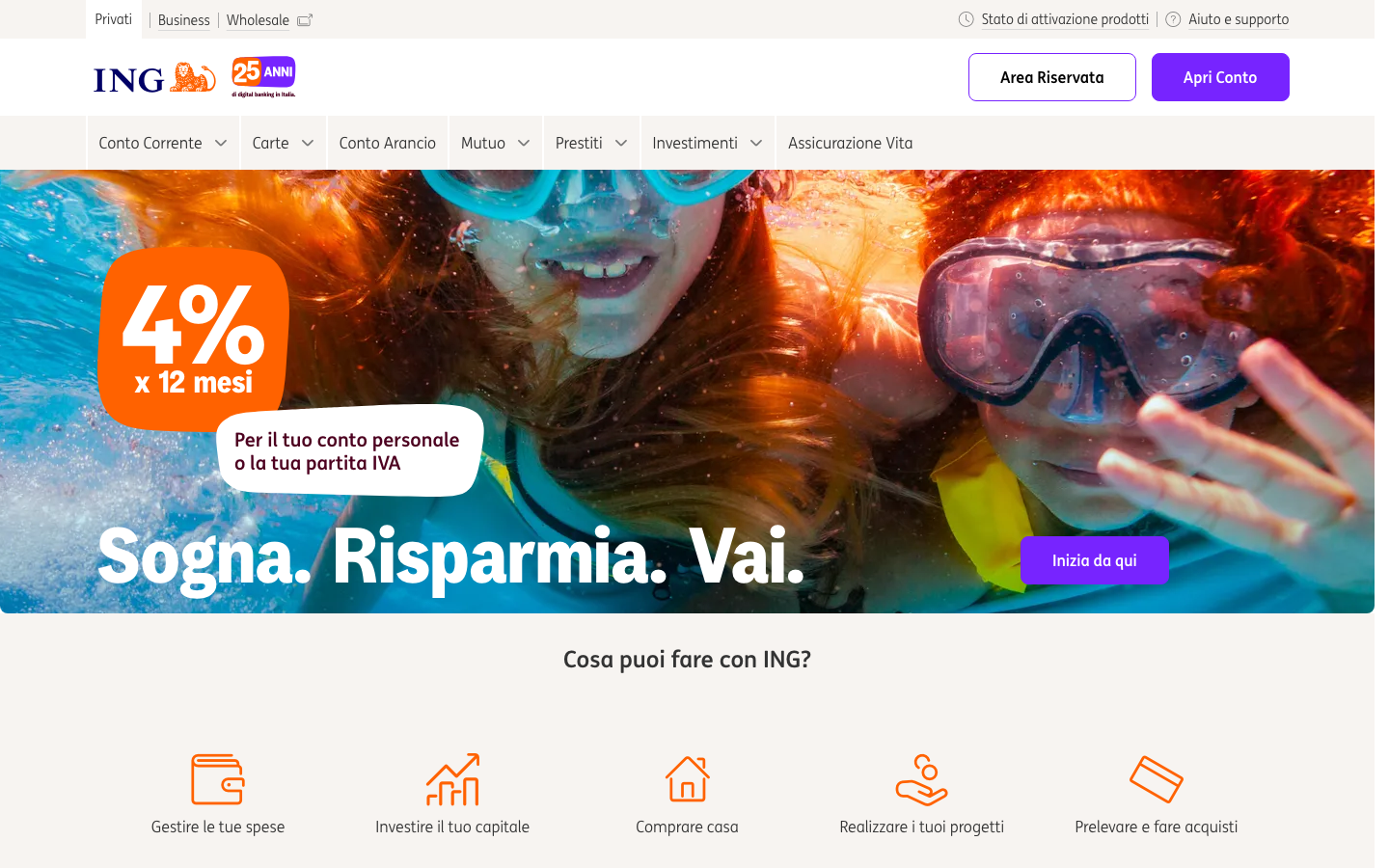 ING Conto Corrente Arancio - homepage