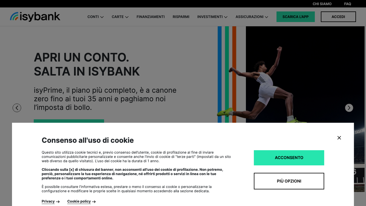 Screenshot del sito di isyPrime