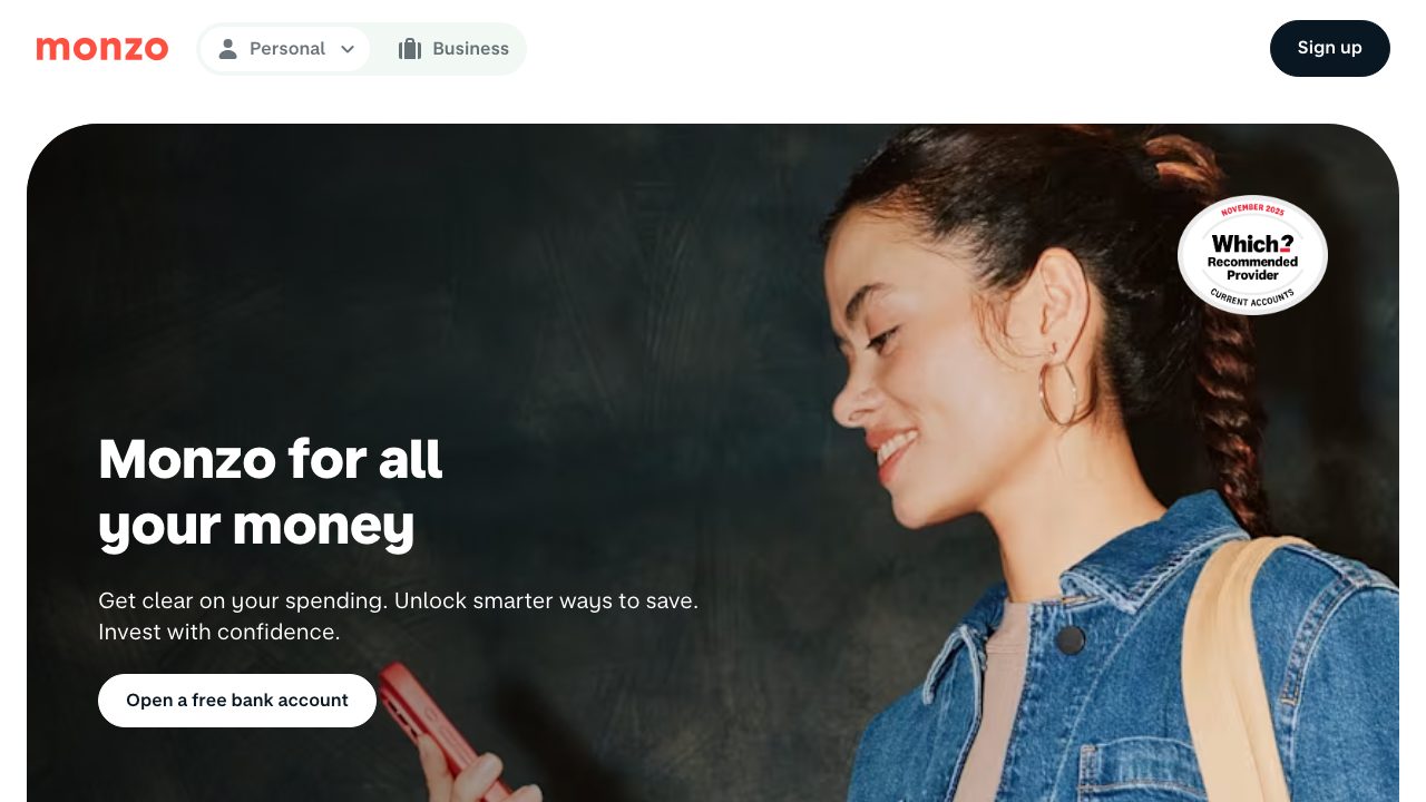 Screenshot of the website of Monzo Savings Pots