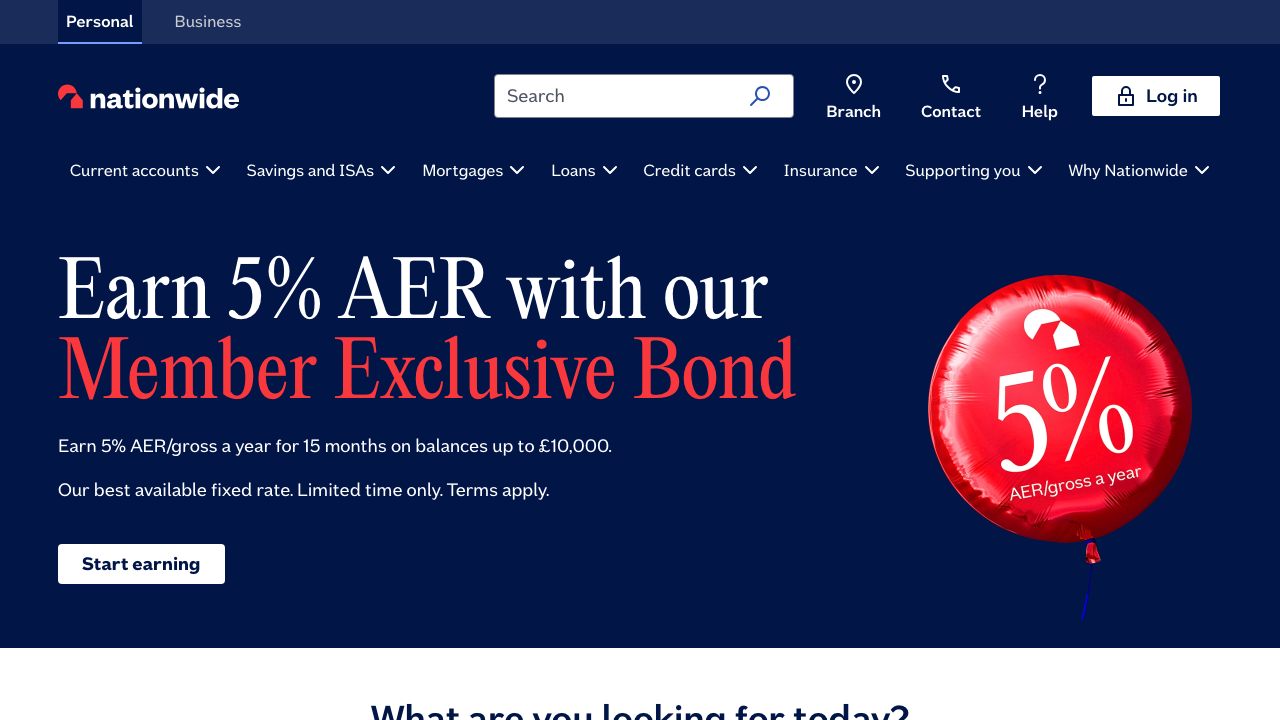 Screenshot of the website of Nationwide FlexDirect