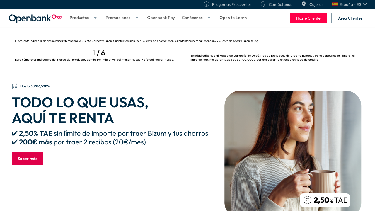 Captura del sitio de Cuenta Online Openbank