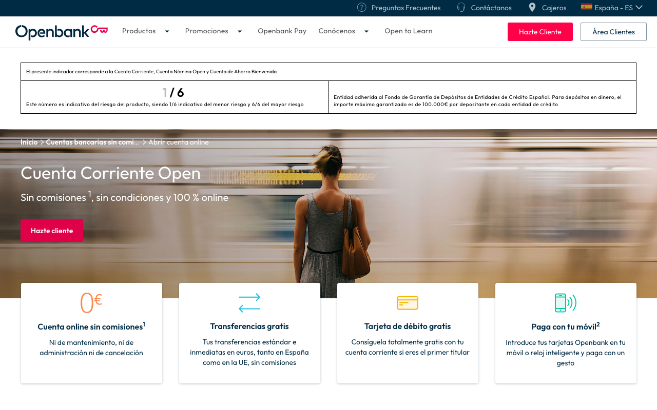 Cuenta Online Openbank - sin comisión mensual, tarjeta débito gratis