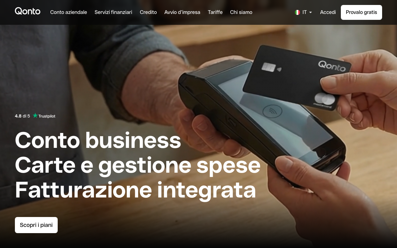 Qonto conto aziendale online - homepage