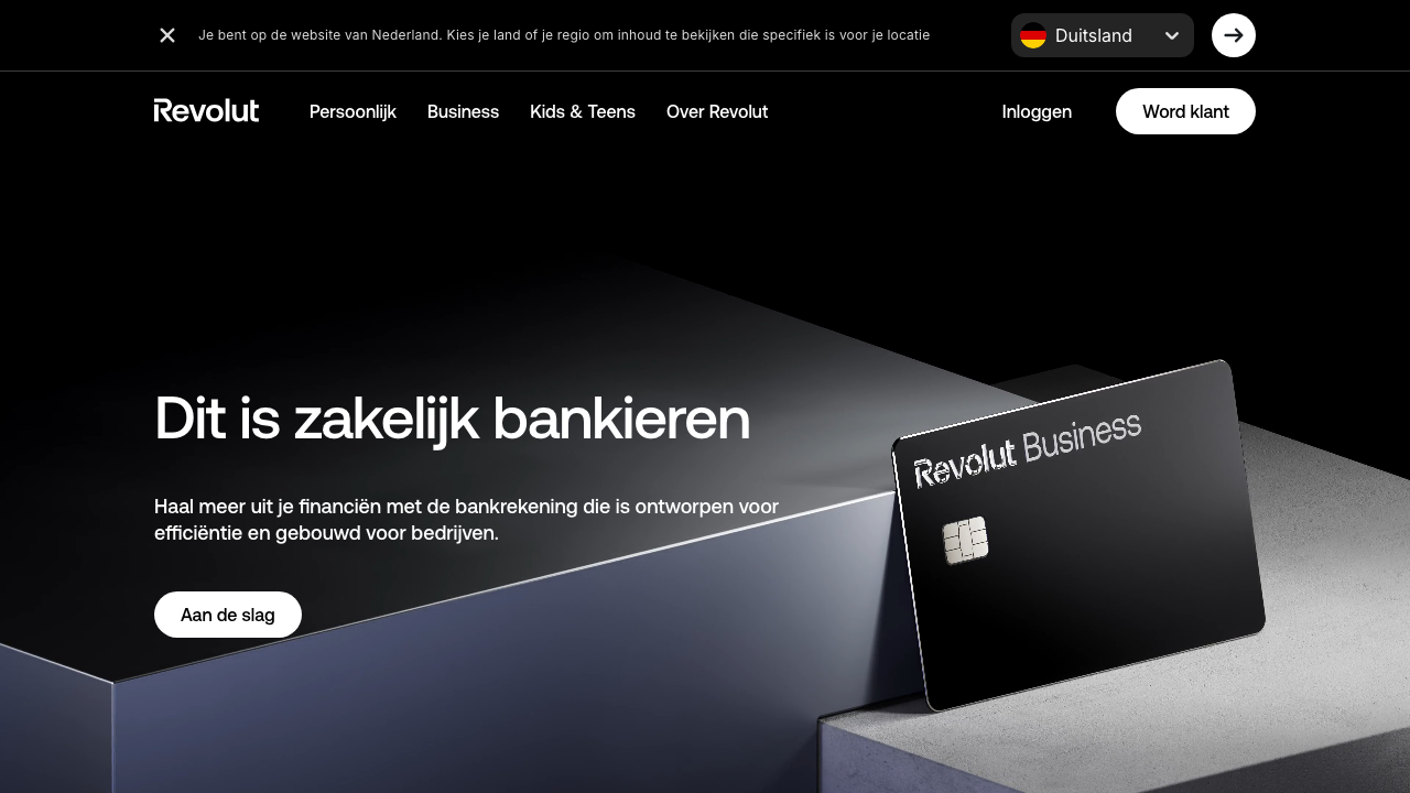 Screenshot van de website van Revolut Business NL