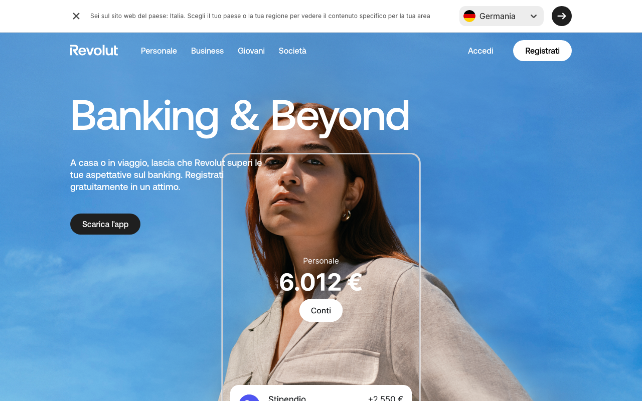 Revolut Standard Italia - homepage