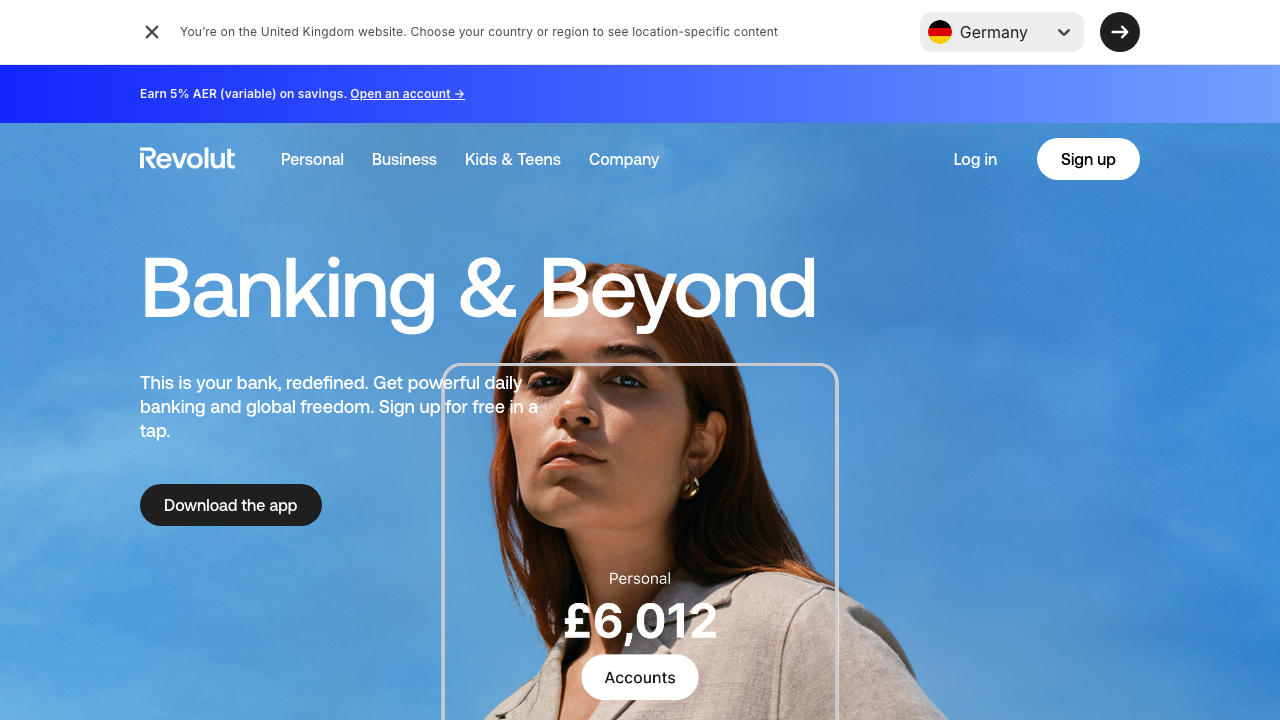 Screenshot of the website of Revolut Savings