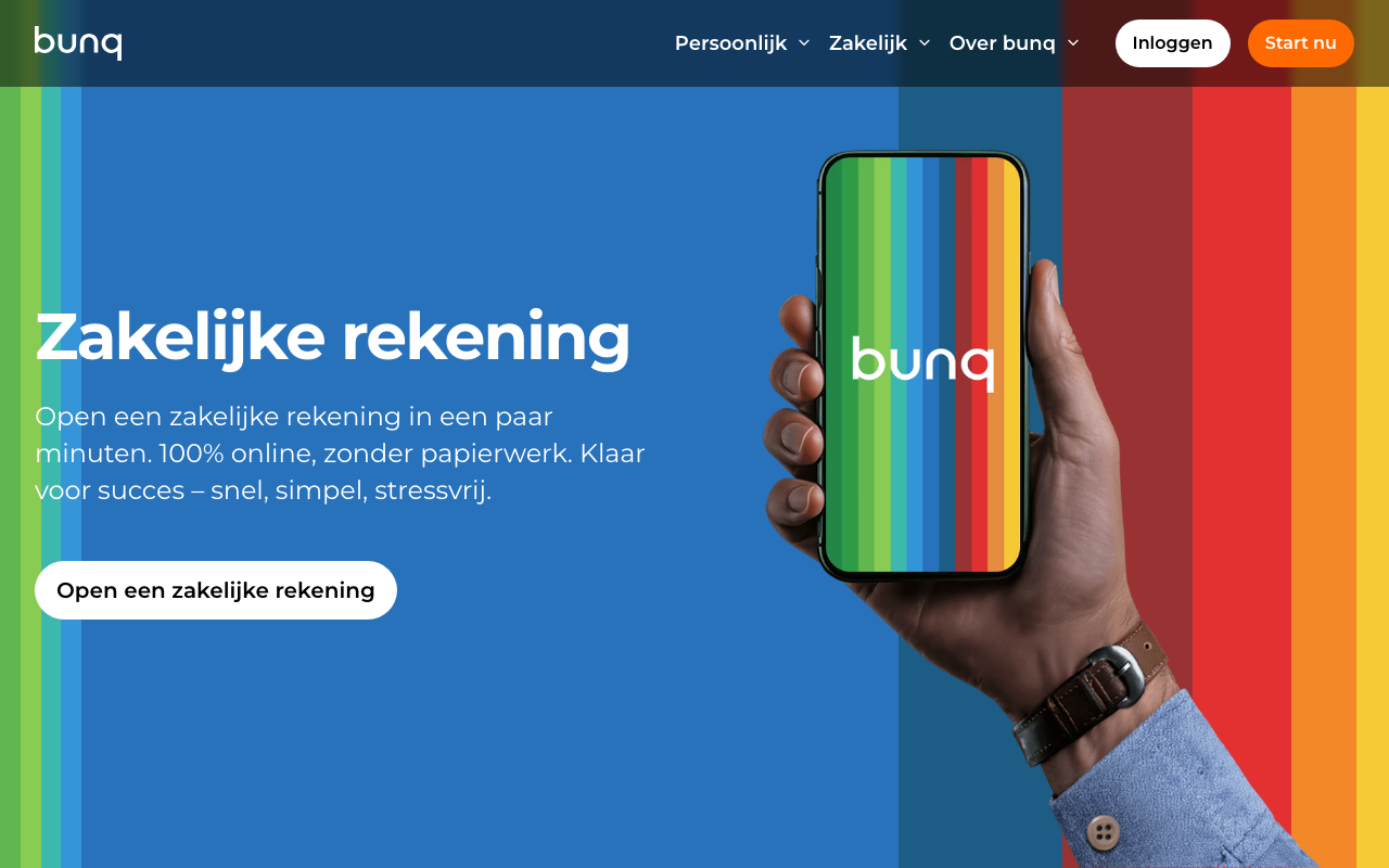 bunq Business zakelijke rekening startpagina