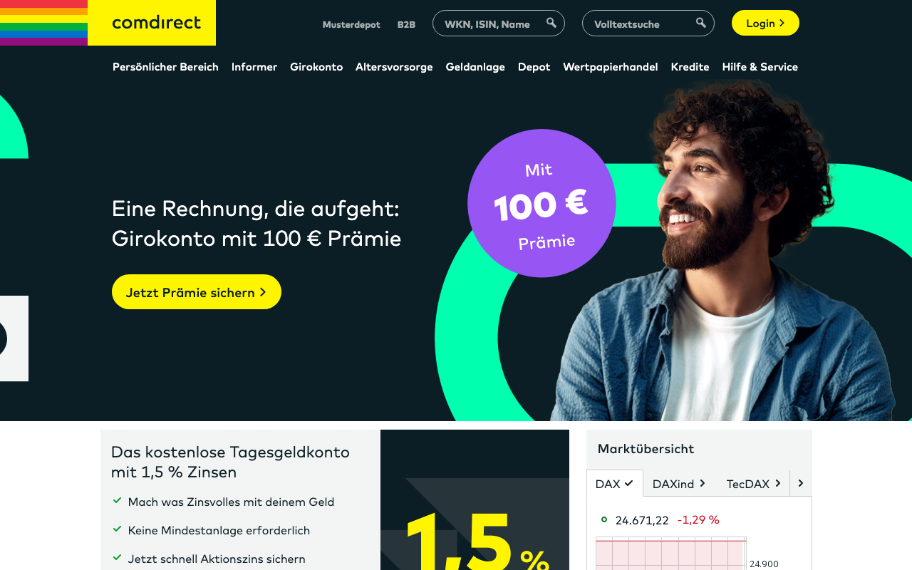 comdirect Homepage